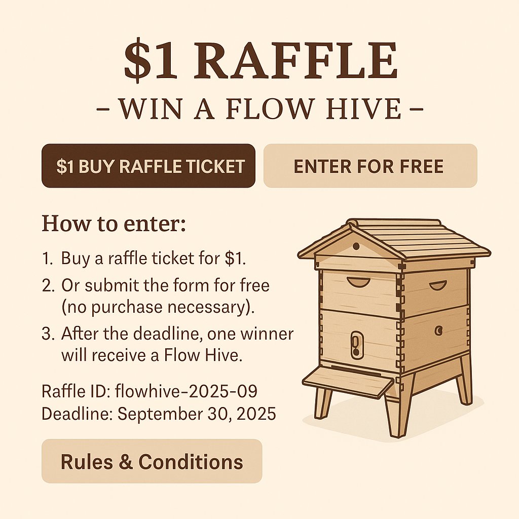 Win a Flow Hive with our limited-time raffle promotion – join now for just ¥1 or enter for free!