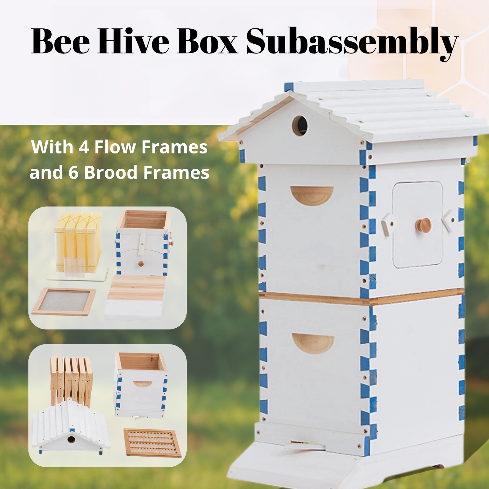 ApiaryPro Small Automatic Flow Bee Hive with Honey Spout – 6 Frame Cedar Beekeeping Starter Kit for Beginners & Backyard Use